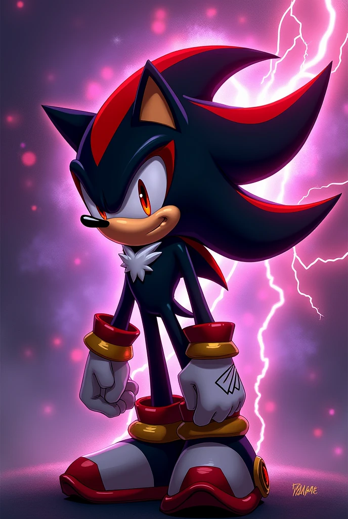 Shadow The hedgehog sexi ,Digital drawing with a purple and red color palette