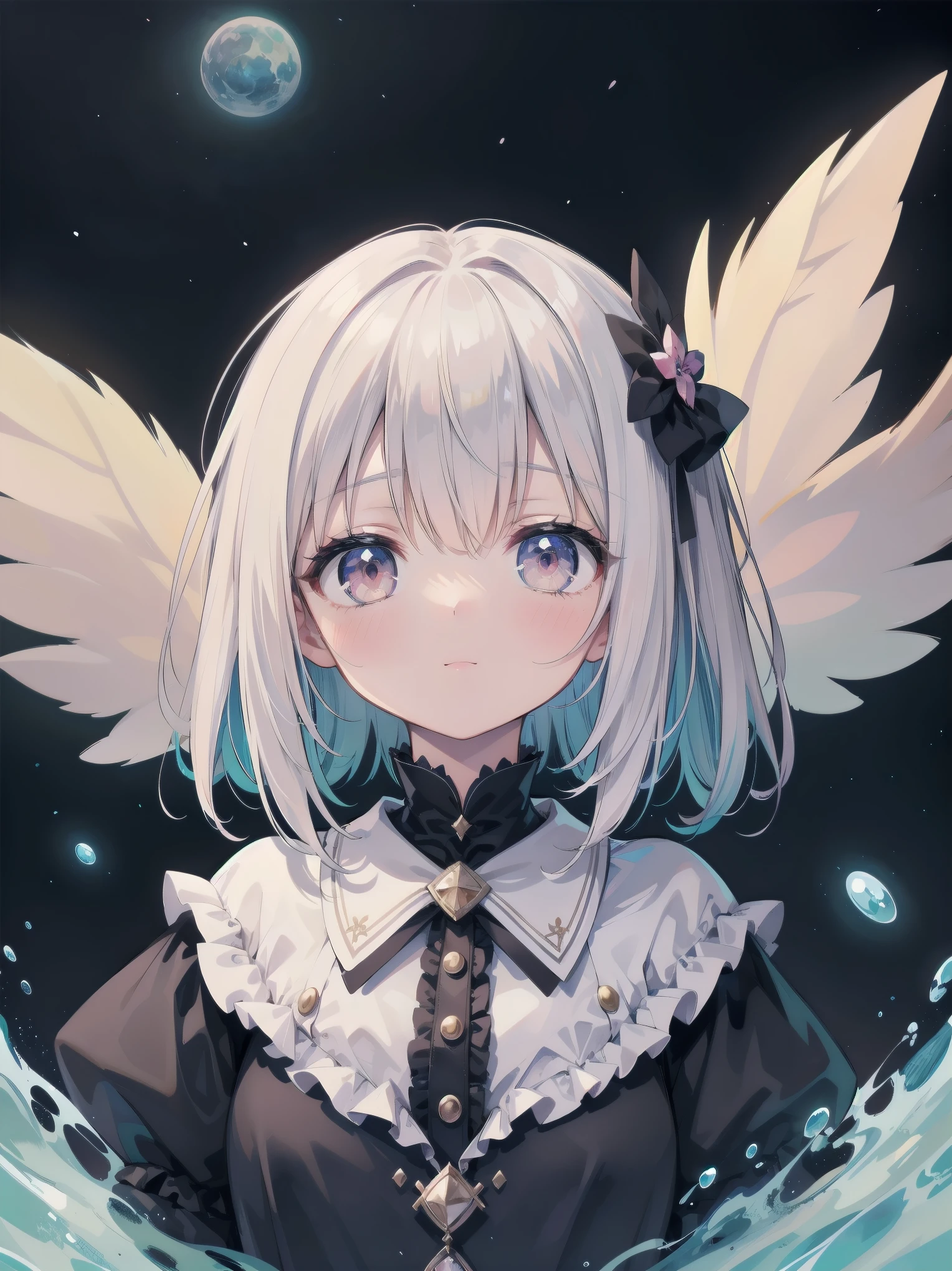 Masterpiece, High Quality, High Definition, Portrait, Superbly Detailed, One , Solo, Lolita, Grimm's Fairy Tales, Very Beautiful, Cute, Adorable, Embarrassing, White Skin, Gazing, Looking Up, Pretty Heroine, Pastel Colors,. Kawaii, Kawaii colors, interdimensional space, otherworldly, fantasy, dream world, fluffy, alone, very beautiful, cute, adorable, embarrassingly posed heroine