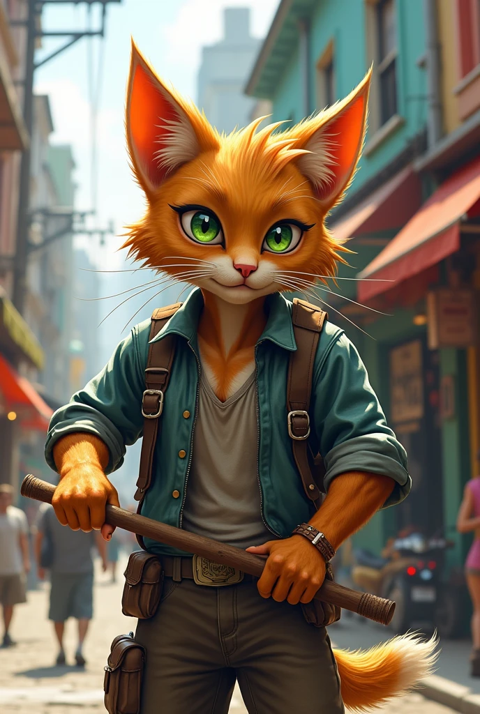 In a bustling neighborhood, there’s a cat with big muscle named his head is cat his body is humanWhiskers who is known for his remarkable work ethic.