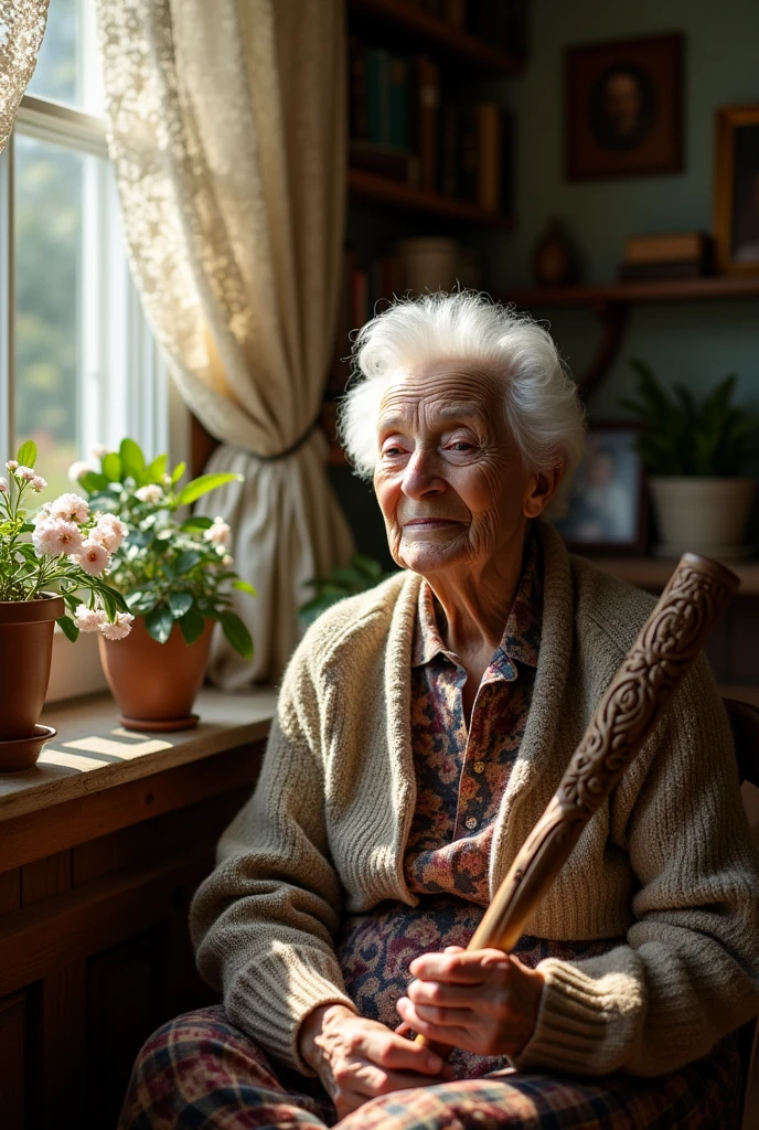 Elderly blind woman
