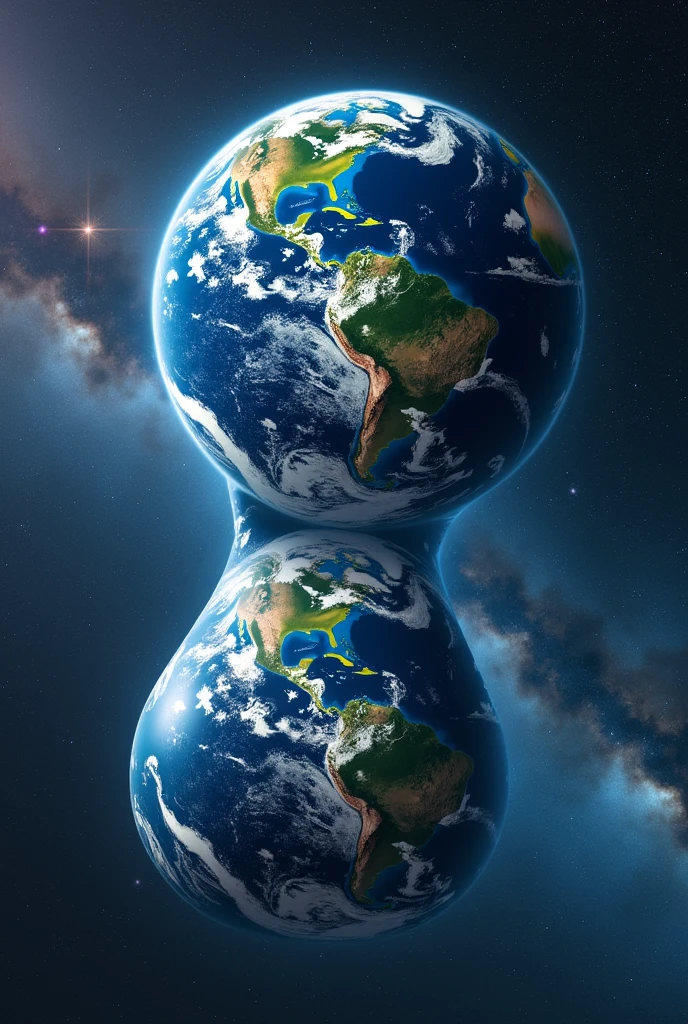 the world from universe, mirrored in a big ass, just the earth with a gigantic mirror next to it, and this mirror looks like an ass of a woman