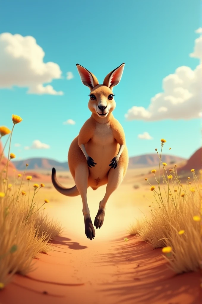 The kangaroo is running to find its owner