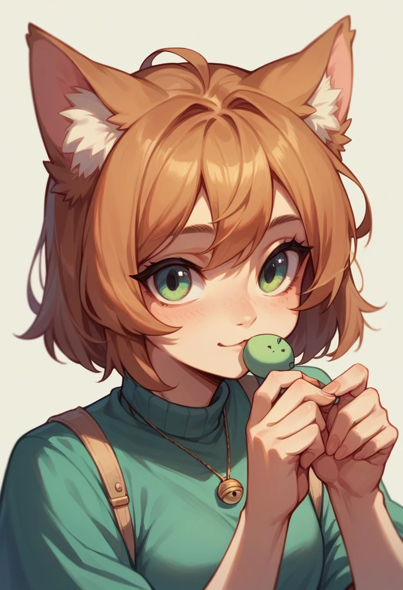 A cute girl wearing beautiful clothes and playing with a cat
