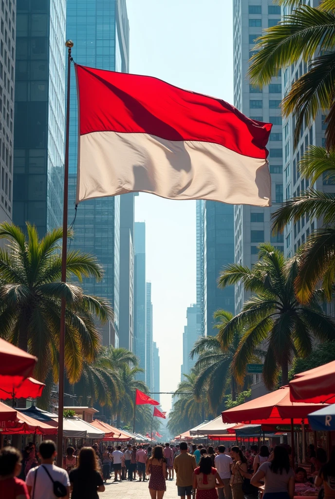 The red and white Indonesian flag flutters above the capital of Nusantara.