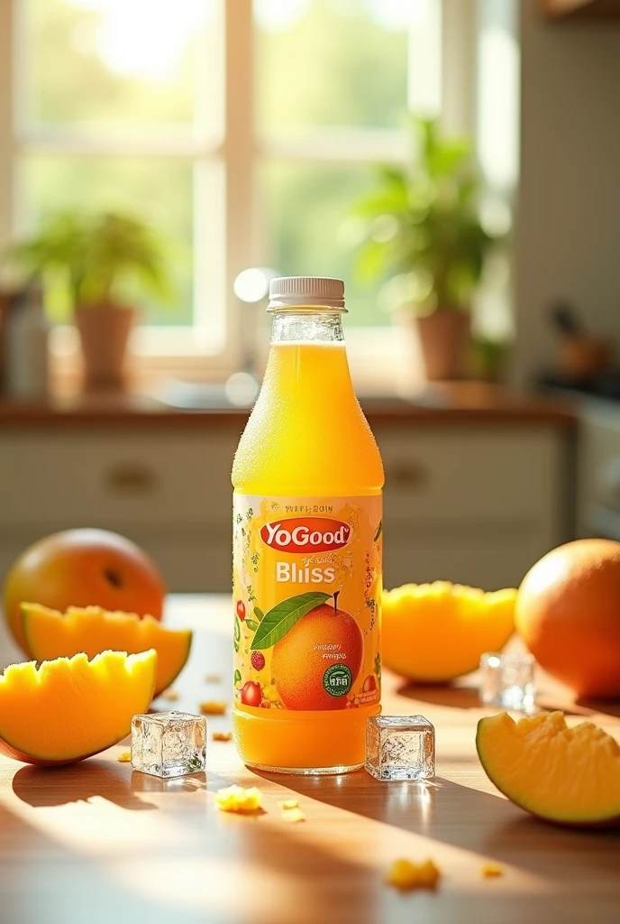 A yoghurt maggo cold and fresh drink in the plastic bottle of size 300ml and written YoGood Bliss