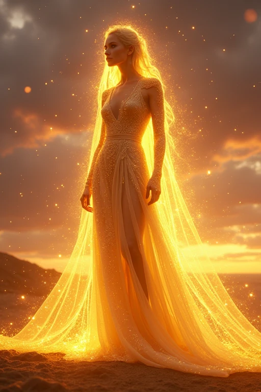 A person glowing in gold