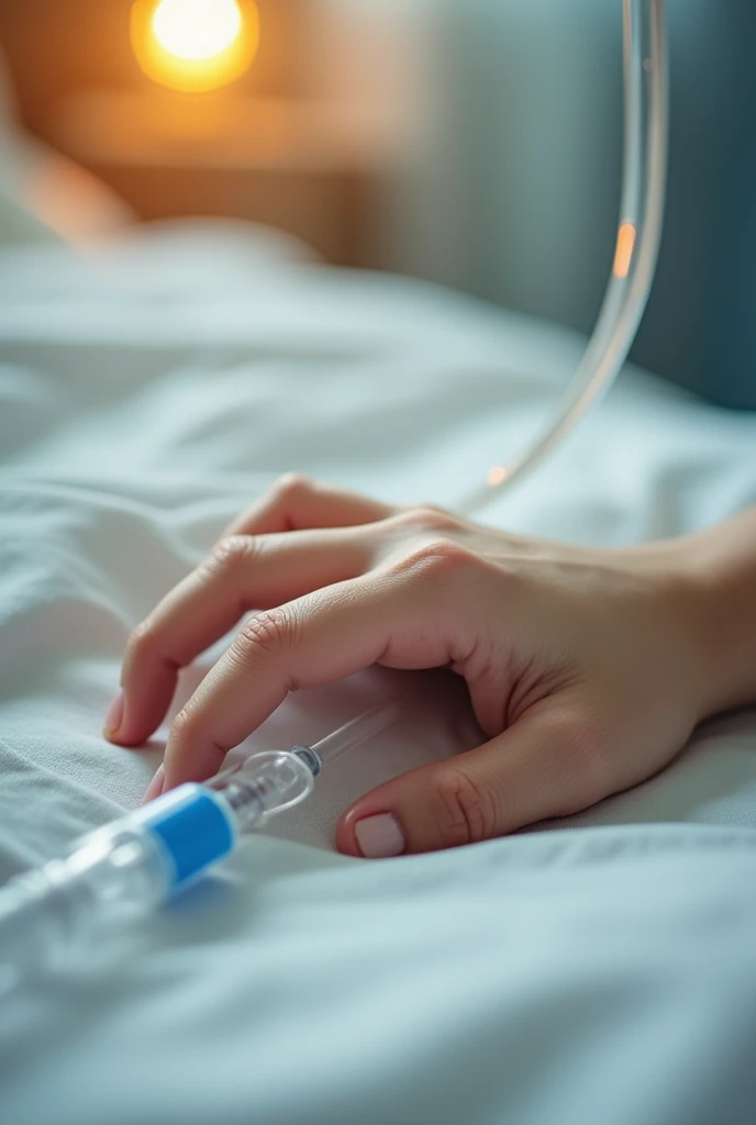 Hand with drip hospital confined chubby hands