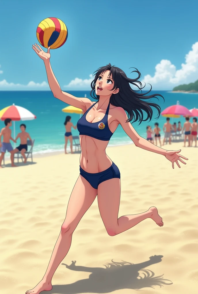 (One Woman),(Japanese female beach volleyball players),Cleavage,Slit eyes、smile