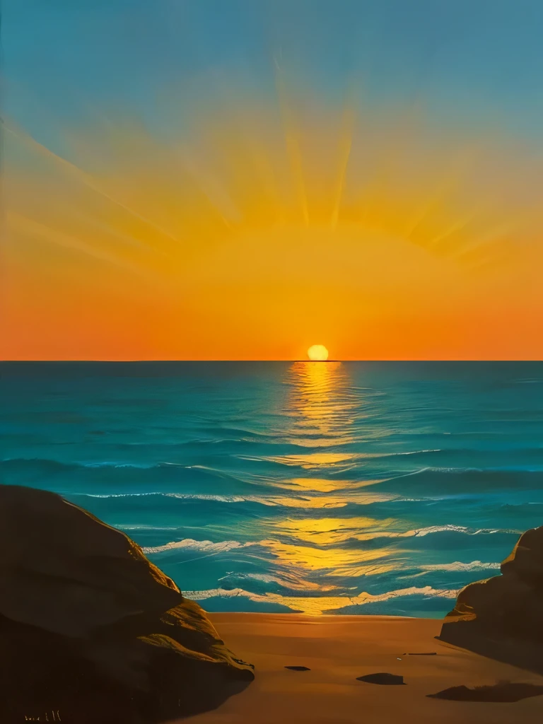 A simple painting of a sunset, Surrealism, high quality