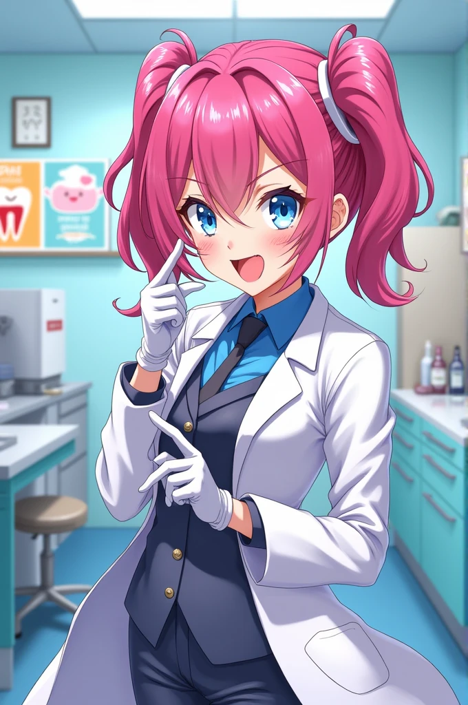 Anime horny dentist girl with latex gloves