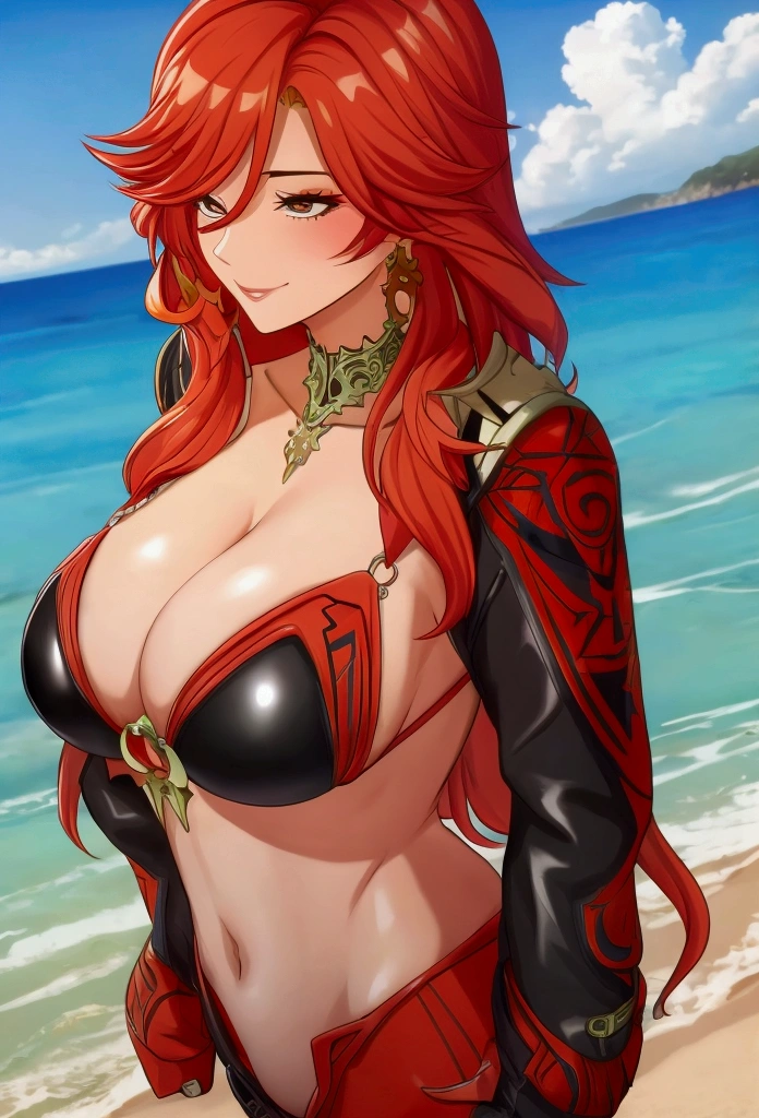 Milf sexy in bikini on the beach