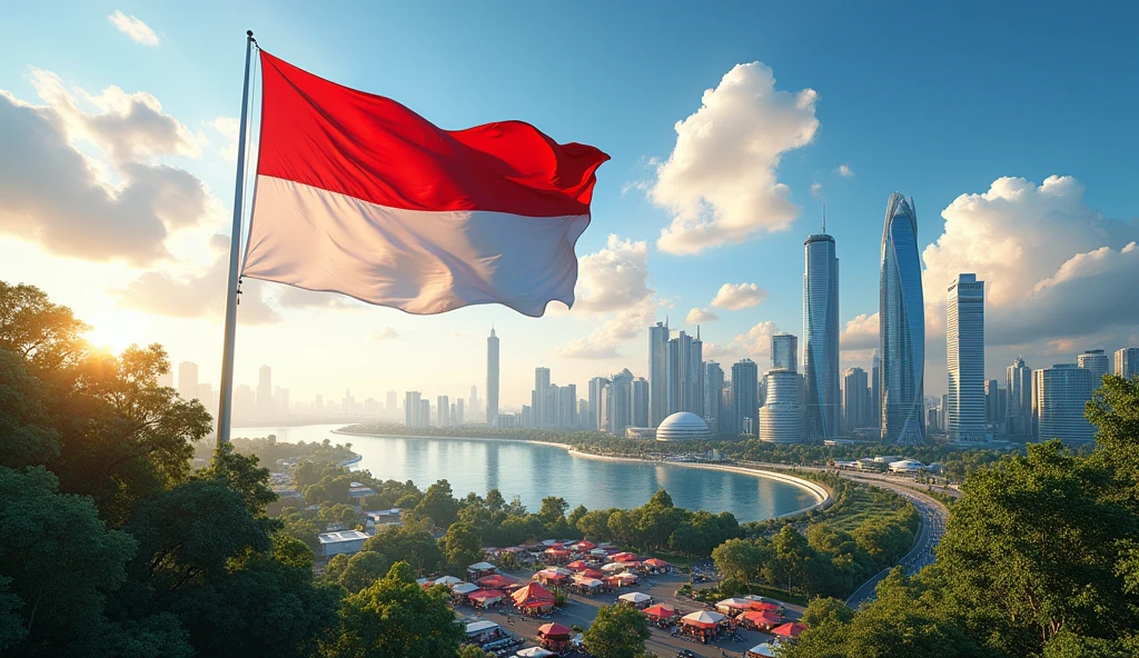 Indonesia flag waving in the wind, IndonesiaFlag, Hyperrealistic, Hyperdetailed,, realistic, masterpiece, best quality, ultra realistic, High Detail,<lora:AsiaFlags01-000002:1> ,