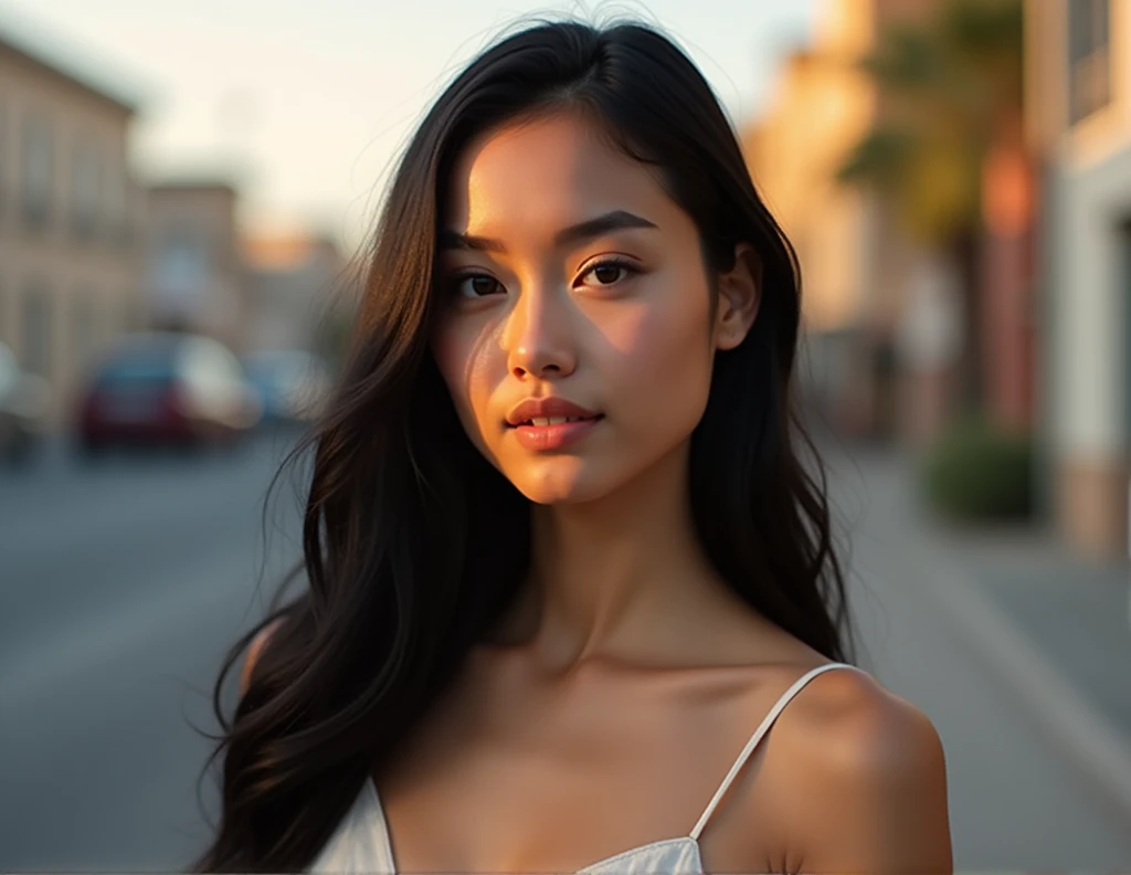 Description of Aline:
kor: 18 years old
Ethnicity: White
Hair: black, with smooth texture
Face: Round and symmetrical, with balanced facial features
Facial Features:
eyeballs: Large and well-spaced, with soft eyelids. The interpupillary distance is proportional to the width of the face, which contributes to the perception of symmetry and attractiveness.
nase: Small and delicate, with a slightly rounded tip. The relationship between the width and length of the nose is within the range considered ideal in studies on facial proportions.
lips: full and well defined, but not overly large. The proportion of the lips is appropriate to the size of the mouth and the shape of the face.
eyebrows: soft, with a natural arch and moderate width. The shape of the eyebrows complements the facial structure without creating excessive contrast.
Características cosrais:
cos: Slender and proportionate. The waist-to-hip ratio is balanced, with a weight distribution that follows the norms of symmetry often associated with attractiveness.
