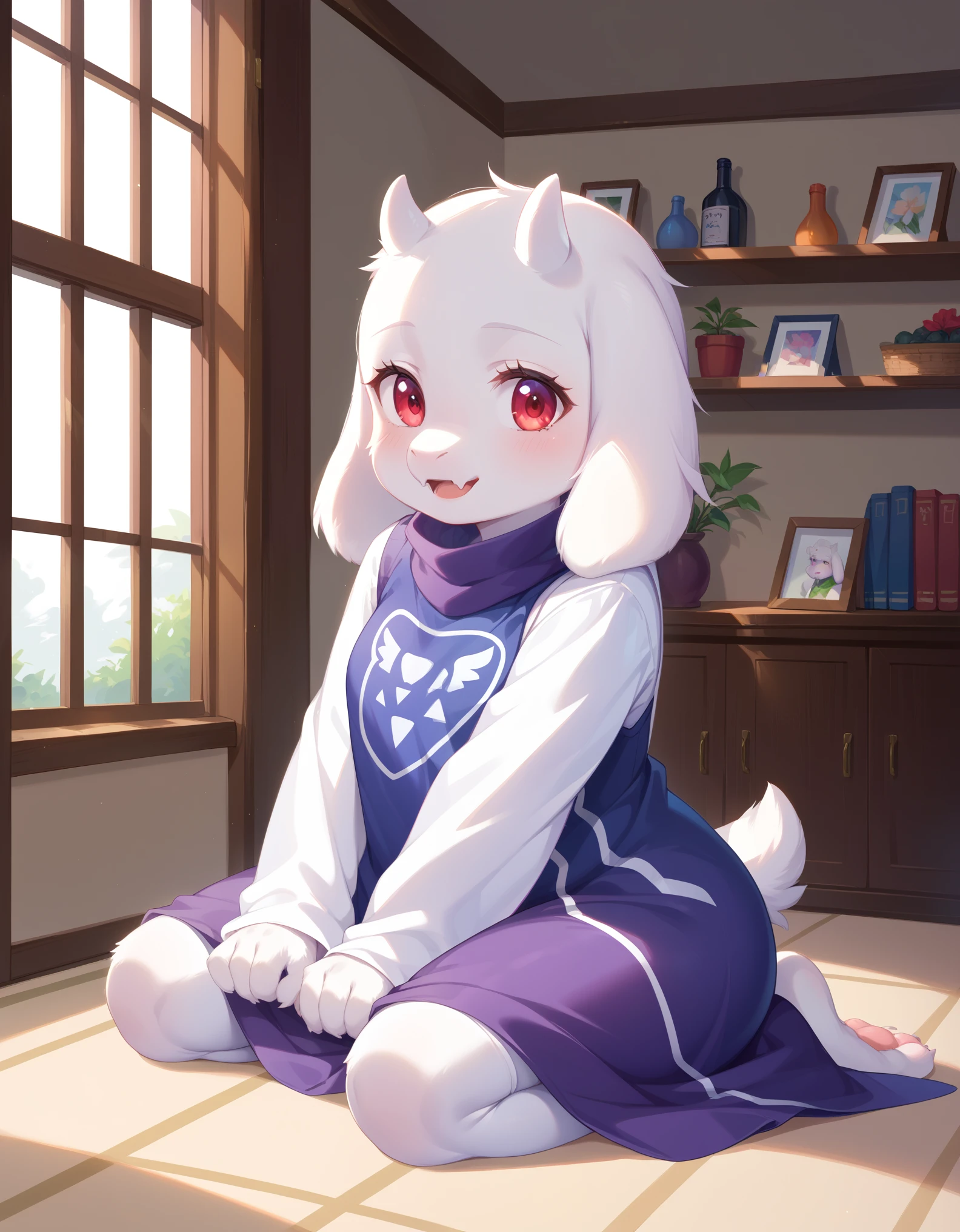 score_9, score_8_up, score_7_up, source_furry,, furry, fur whiter, 2D, BREAK, 1girl, solo, Toriel, young