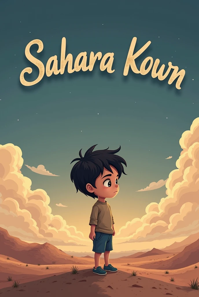 Make a logo where name written a sad boy ( Sahara kown )