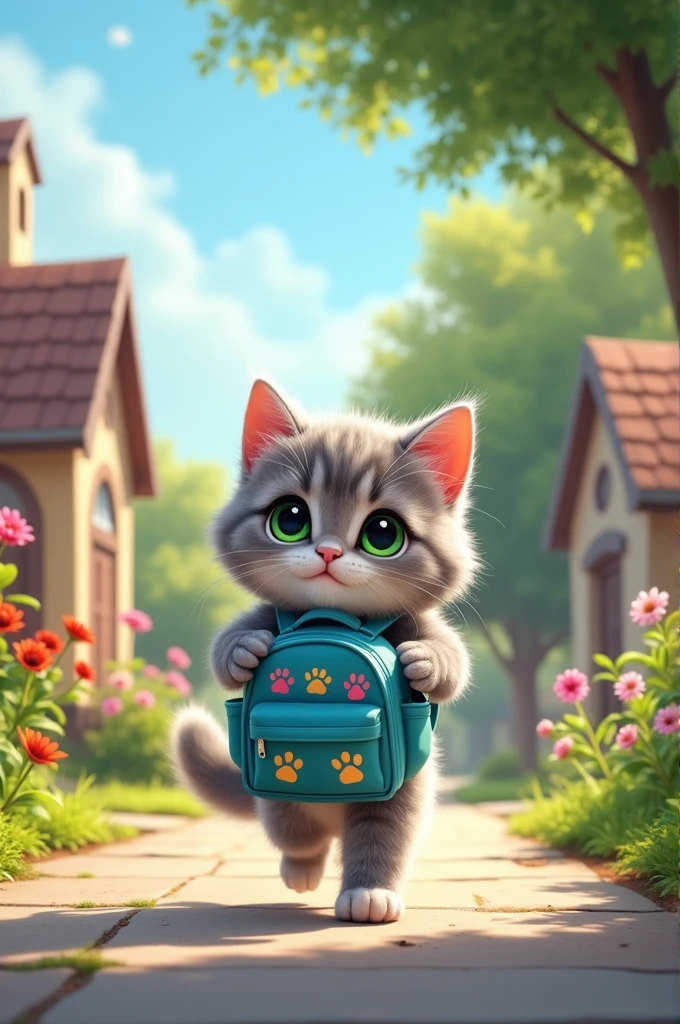 Make a kitty going to school