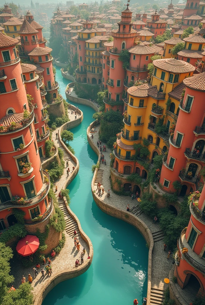Sketch viewed from above of the Ottavian city from Invisible Cities