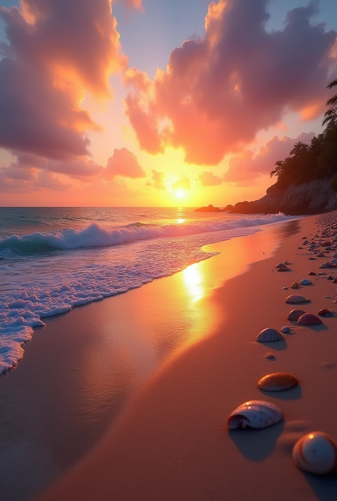 Beach sunset with no people or birds, make it look realistic 