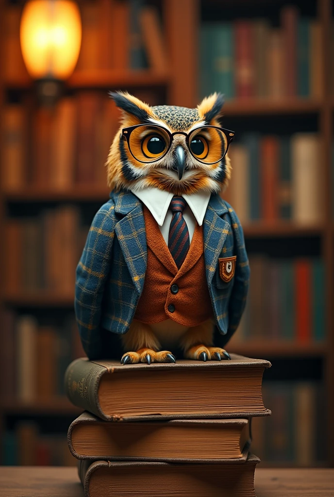 I need a simple image of an owl as if it were dressed as a student, that represents wisdom and knowledge.