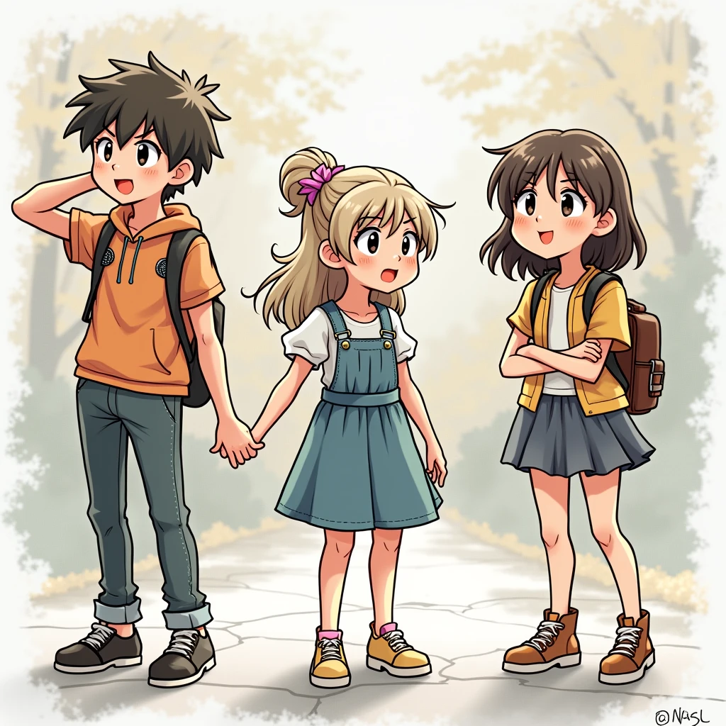 Dessin animé avec des personnages et plusieus pages