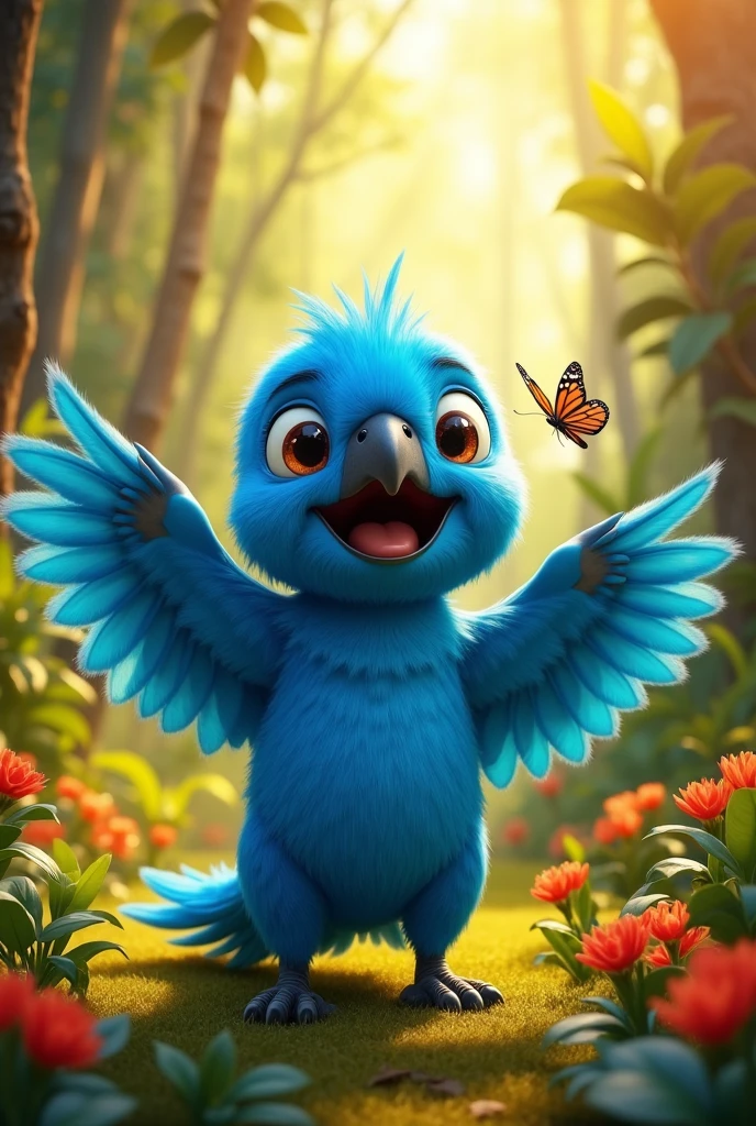 blue macaw like human (child) fluffly