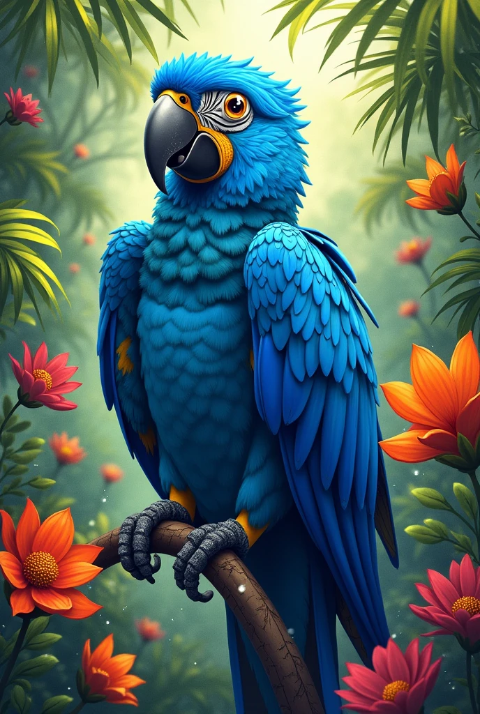 blue macaw like human