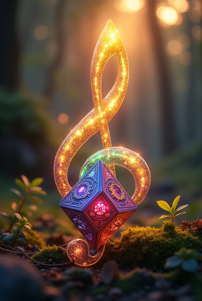 A musical note involving an rpg dice with a lute