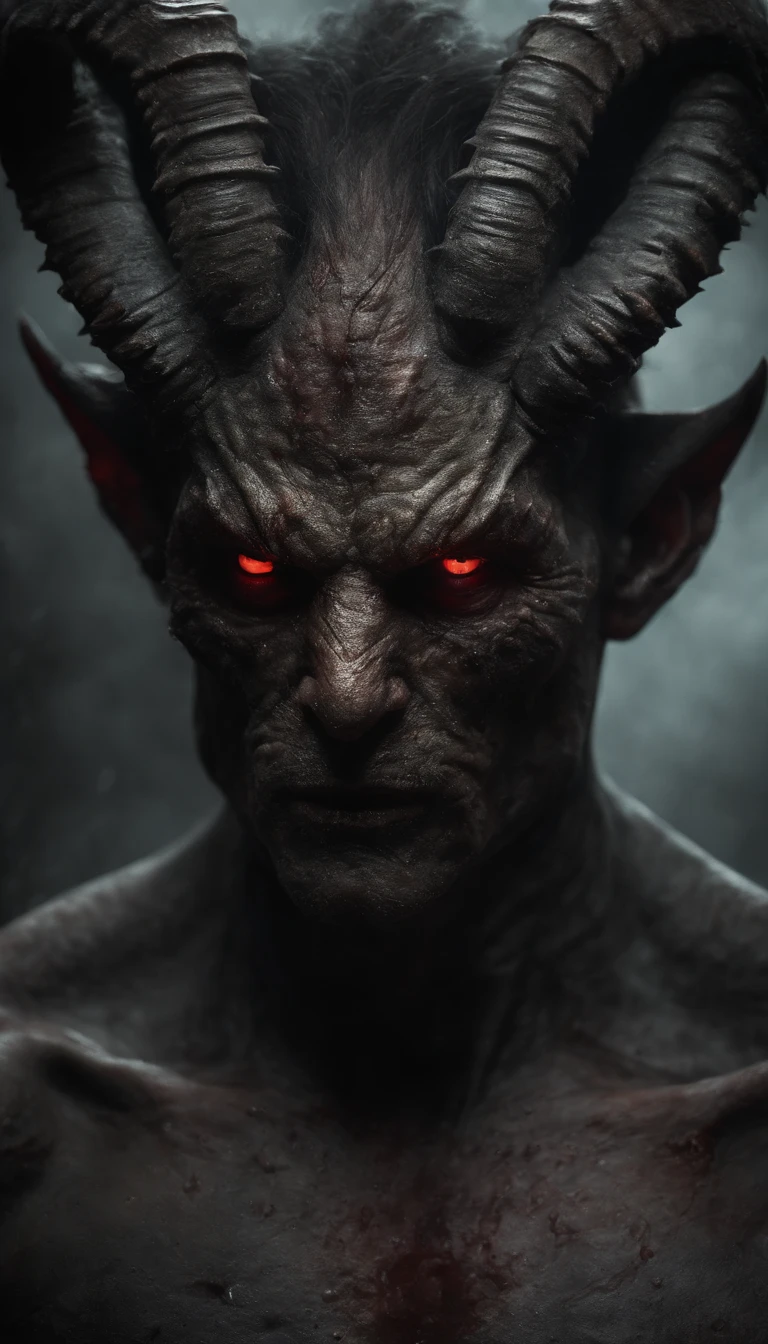 (a grotesque, bloody, and flesh-like demon creature),(horror, portraits),(sharp contrast, dark and eerie color palette),(demonic figure, frightening presence),(red-brown, slimy texture),(glowing eyes, sharp fangs),(spiky tendrils, menacing claws),(sinister smirk, expression of malice),(emerging from shadows, haunting atmosphere),(mysterious background, occult symbols),(sinister aura),(ominous lighting, dramatic shadows),(highly detailed, textured skin),(distorted features, twisted horns),(intense, cinematic composition),(visceral, grotesque portrayal),(surreal and nightmarish),(macabre and chilling), (horrifying and captivating)。