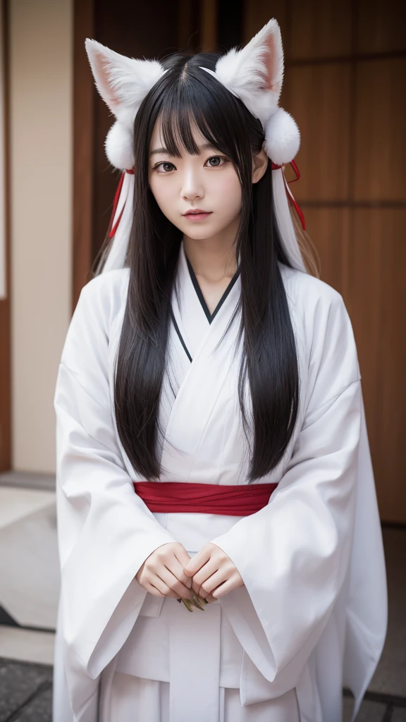 White Demon Fox、Nine-tailed Fox、Japanese women、kimono、Fair skin、Red lines on face、8K、I have long hair