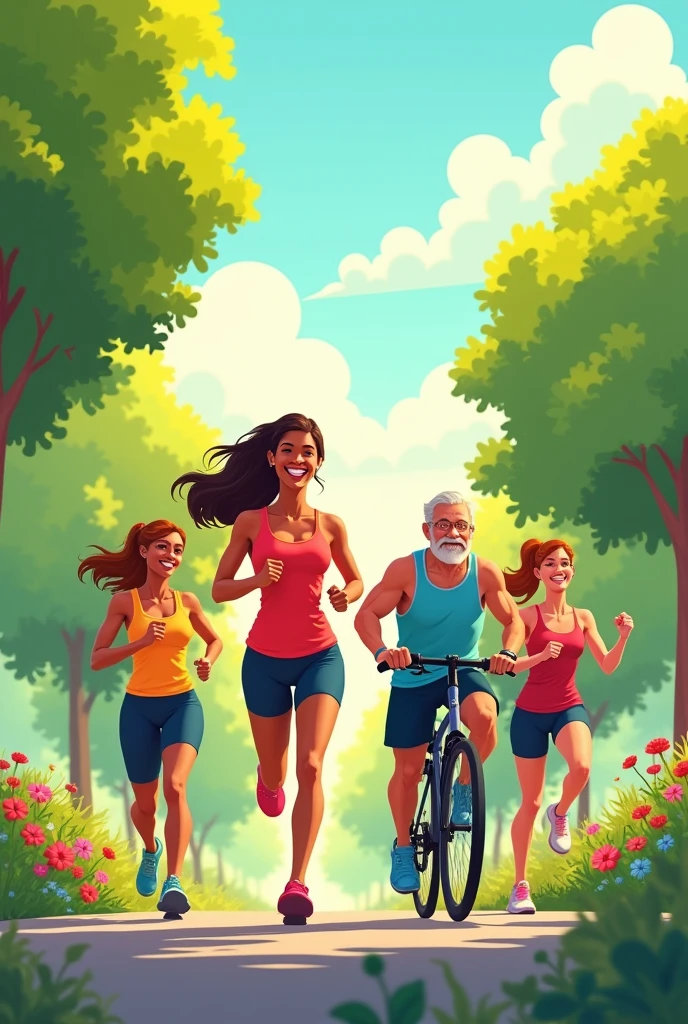 Sample picture of health related components :cardiovascular endurance cartoon(people or person)