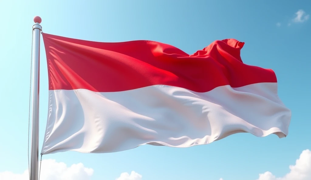 Indonesian flag red and white flying 3D