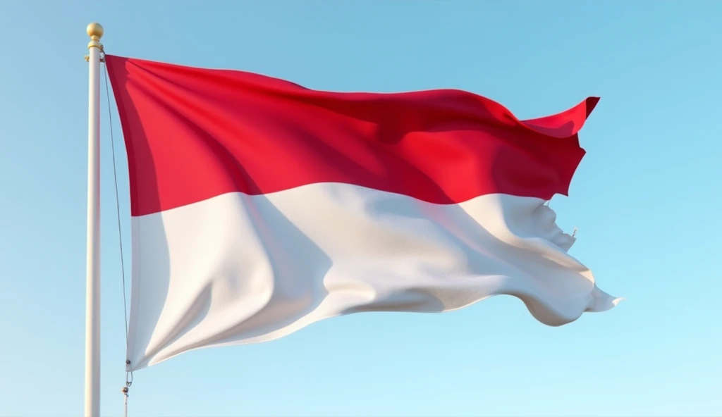 Indonesian flag red and white flying 3D