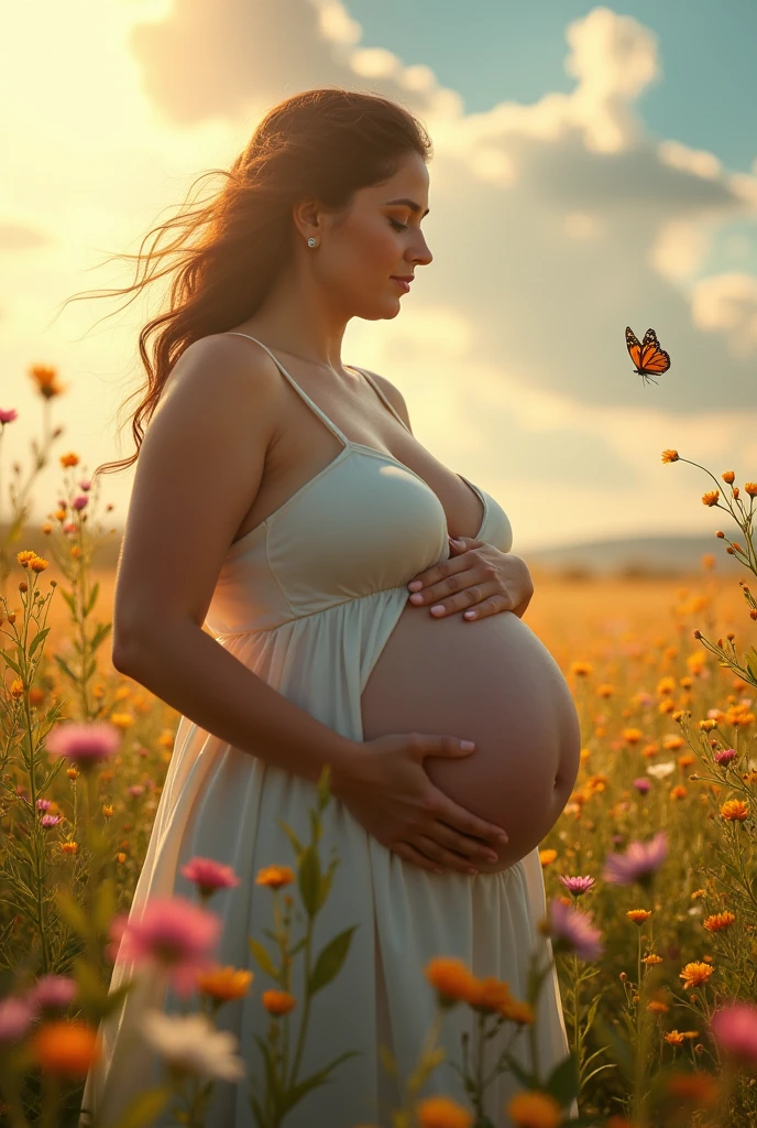 gargantuan breasts, enormous ass, lactating, extremely pregnant