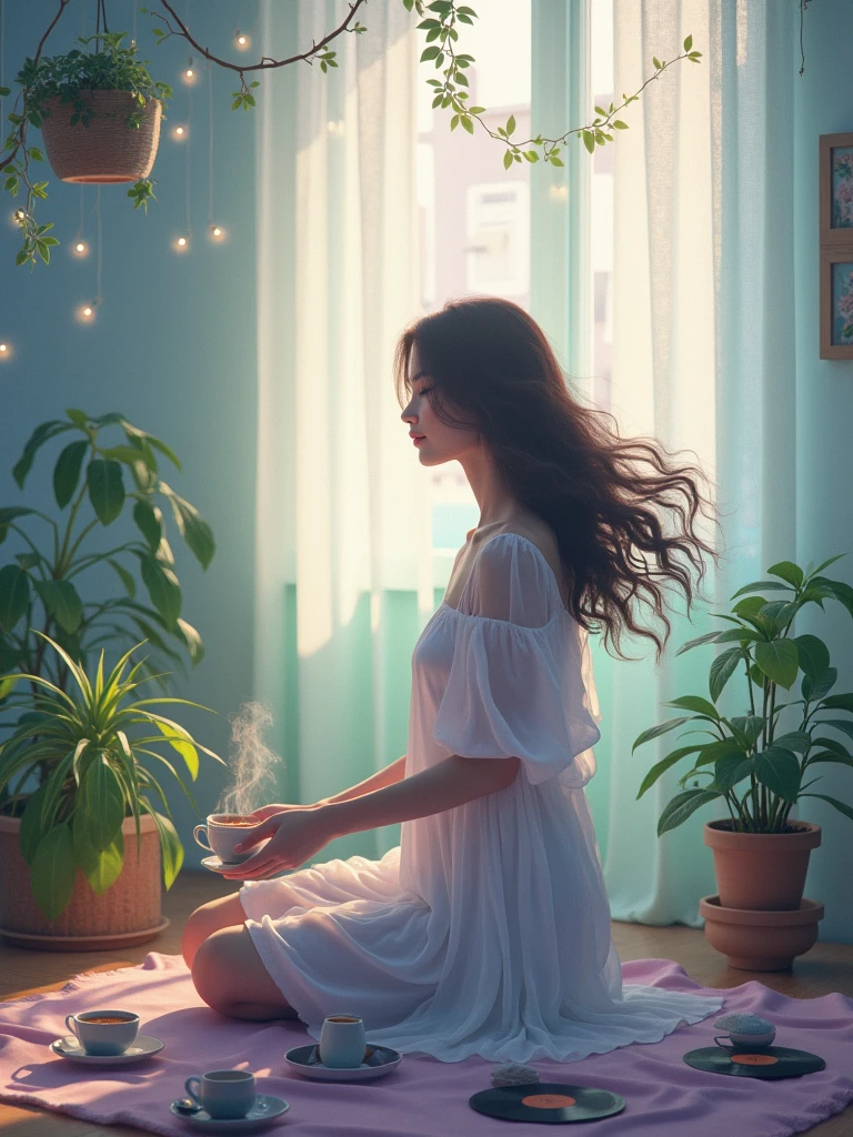 screen for youtube for music lo-fi , relax, beauty, relax colors,