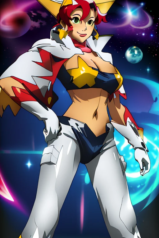 (Equipment:arms :Superconducting Rifle:Canon cannon attached to the head, precise details)
(精密なディテールspace yokoWタンク,Super resolution super high image quality,)
Mecha Glamorous Beauty(space yoko(Yoko Littner)超解像度8k・高画質8k
(space yoko)(Yoko Littner)
基本ベースspace yokoWタンク
space yokoWタンク精密なディテール
長い赤い髪をポニーテールに結び、Beautiful woman in star-print bikini and revealing hotpants。
身の丈ほどもあるSuperconducting Rifleを常に持ち歩いている。
As they grow older, they start wearing star-shaped pasties and tube tops.、Wearing super high-cut white pants、She is a beautiful woman with a fuller body.。
A white shawl over a nearly nude outfit(Cape)Wearing。The length of the boots covers the chubby thighs
Tengen Toppa Gurren Lagann Flame Sunglasses Symbol Mark Back
Tengen Toppa Gurren Lagann Flame Sunglasses Symbol Mark Flag
Tengen Toppa Gurren Lagann Flame Sunglasses Symbol Mark
in detail,8k,galaxy planets far away from earth
Masterpiece, highest quality, 8k, crazy detail, minute detail, super detail, super high resolution, high definition, super detail,, close-up,, accessories, hair accessories, mechanical parts, huge breasts, earrings, seriously staring at the audience, Dynamic angle, dynamic pose, adult mecha woman, adult mecha woman, adult mecha woman, super mecha