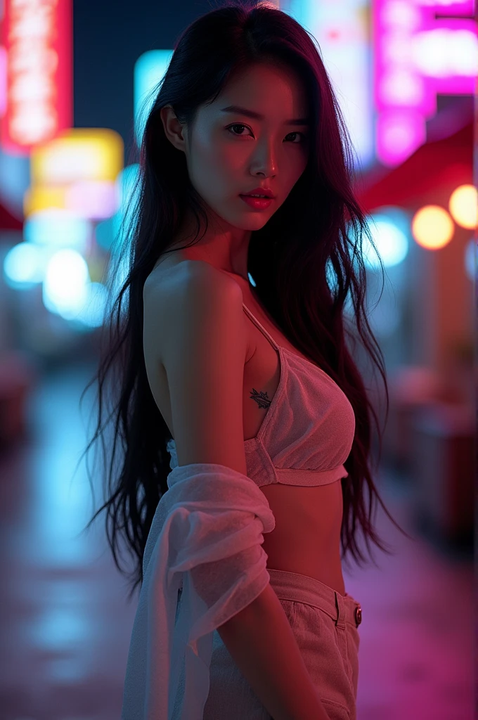 Korean busty half naked 