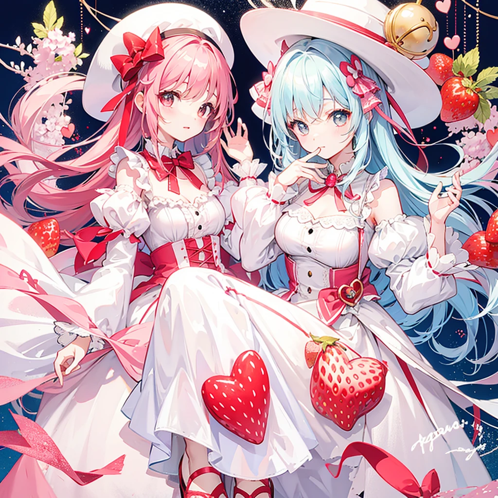 Charm strawberry，personification，Light soft color coat and hat，Sweet girl