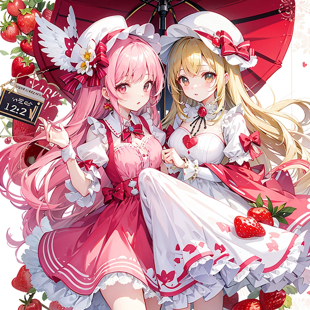 Charm strawberry,personification,Light soft color coat and hat,Sweet girl