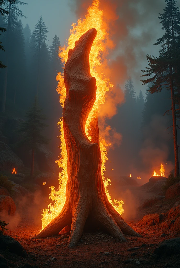wood dick on fire