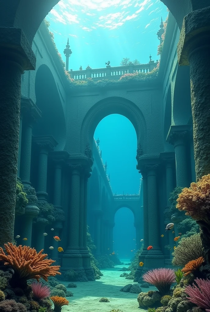 Penang island under water withe features of atlantis. Include penang bridge