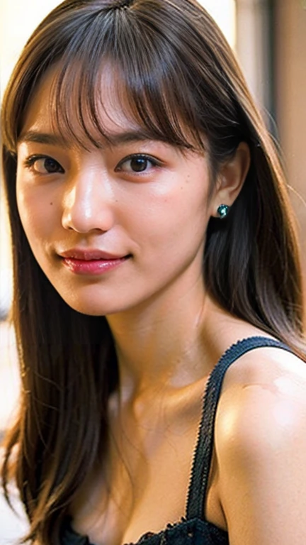 Satomi Ishihara、Japanese、woman、smile、Cleavage、1 Model、Small Bikini、Narrow waist、The background is the city、Fair skin、Fluffy hair、High resolution、Turn your body to the side、light makeup、Sounds serious.、short hair、Bob Hair、whole body、Side View Angle、Nervous smile、Small Mouth、single