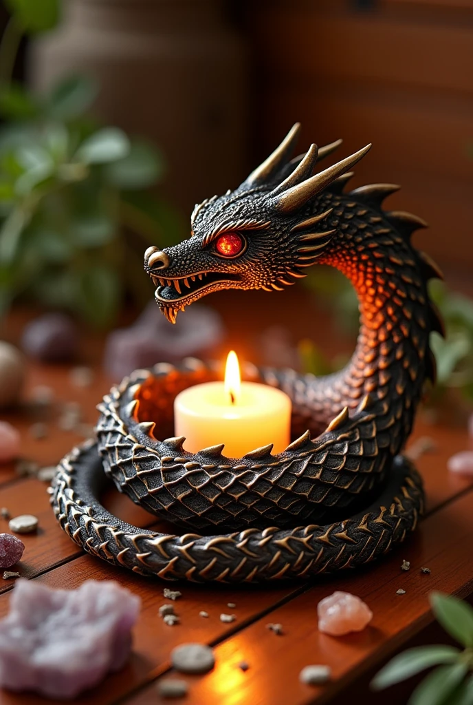 Make a unique dragon-shaped candle holder with something original that represents the fire signs