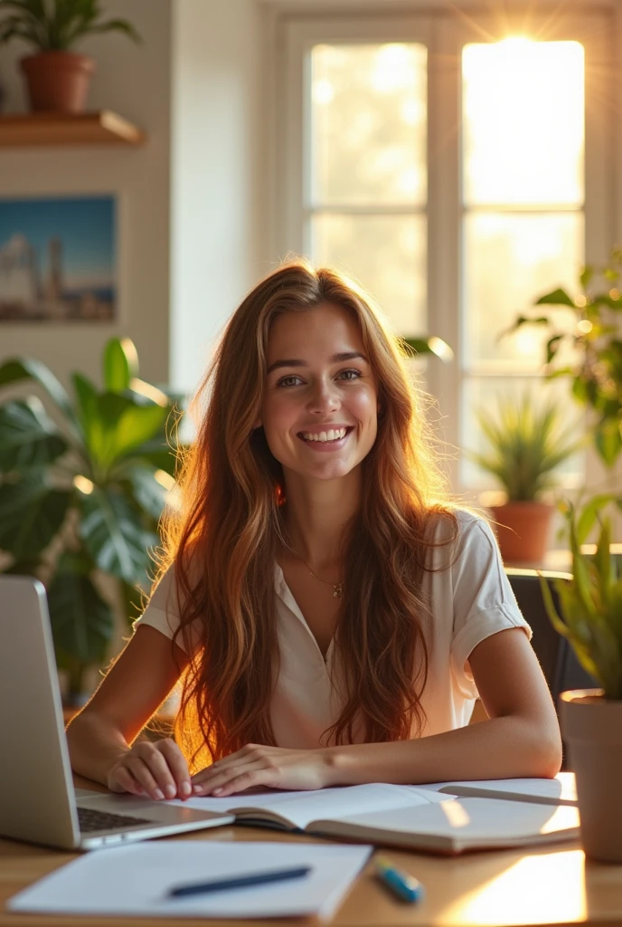 Beautiful girl at work