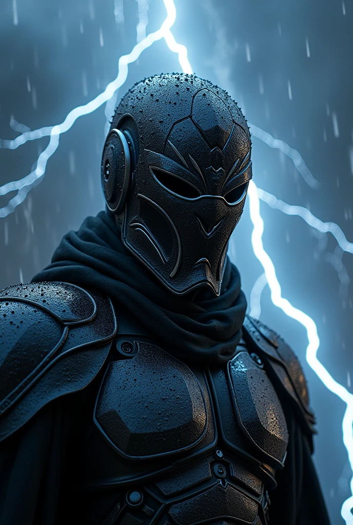 A rain-themed helmet, thunder and lightning

