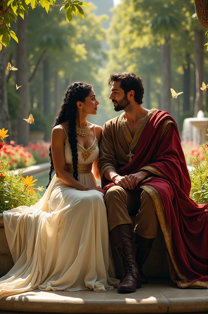 Cleopatra and Rodaldo sitting in a park