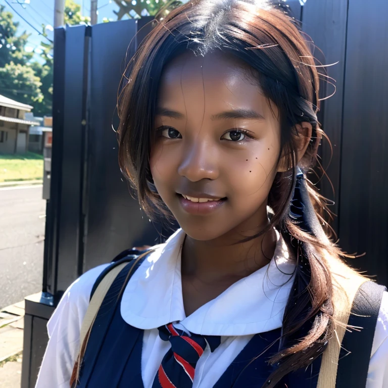 A hi-school girl、Panchira、(( dark skin:1.35 ))
