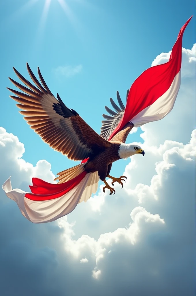 The picture is flying with the Indonesian flag.