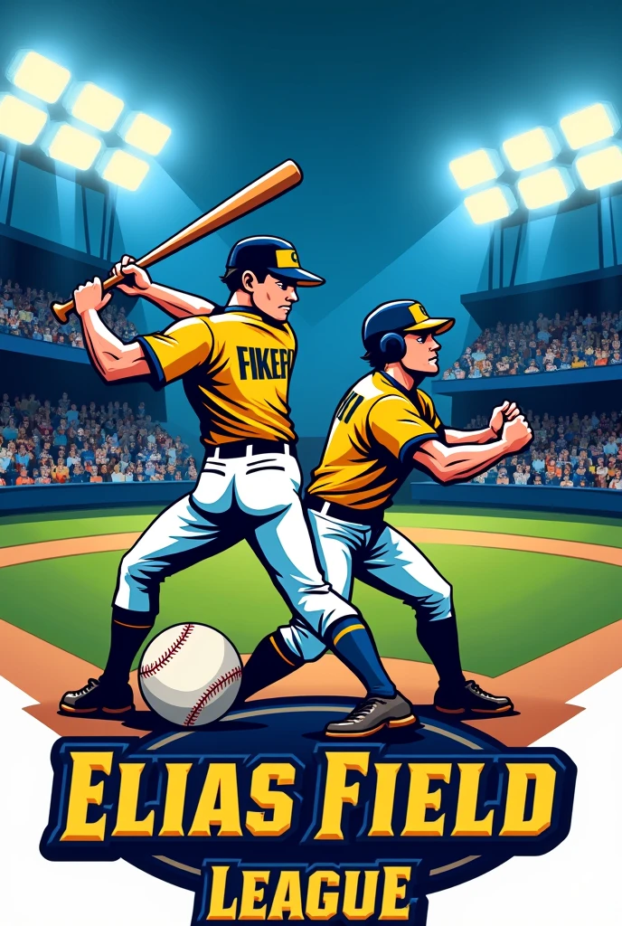 We have a sports league and we want to make a logo for our men's softball sport and the league is called the Elias Field Softball League in the background, a softball stadium is wanted.