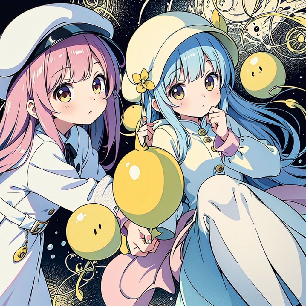 Charm lemon,personification,Light soft color coat and hat,Sweet girl