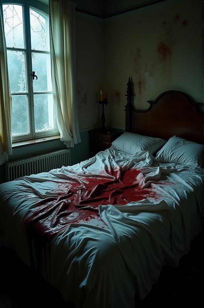 Blood-soaked bed